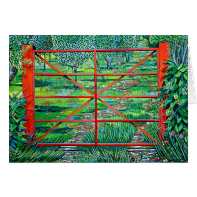 Röd grindsommar 2010 hälsningskort (Framsidan Horizontal)