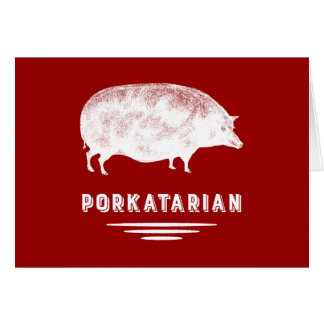 Röd gris för baconälskarePorkatarian vintage och Hälsningskort