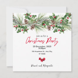 Röd Grön Akvarell Julfestinladan Julkort
