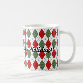 Röd Grön Argyle Rutig God Jul Kaffemugg