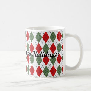 Röd Grön Argyle Rutig God Jul Kaffemugg