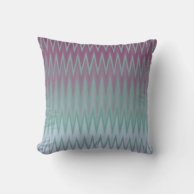 Röd Grön Babyblå sicksack vågig chevron Kudde (Framsida)