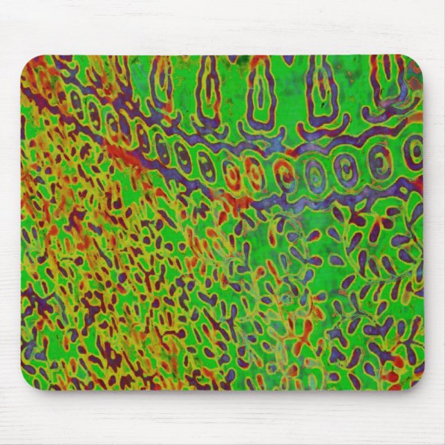 Röd & grön Batikabstrakt Mousepad Musmatta (Framsidan)