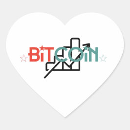 "Röd Grön Bitcoin Tillväxtdiagram Hjärtformad Desi Hjärtformat Klistermärke