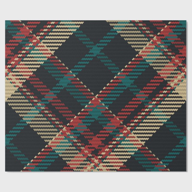 Röd Grön Blå Gul Traditionell Plaid Presentpapper (Platt)