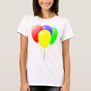 Röd grön blått- och gultballongdesign tee