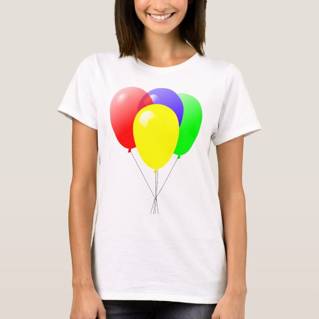 Röd grön blått- och gultballongdesign tee (Framsida)