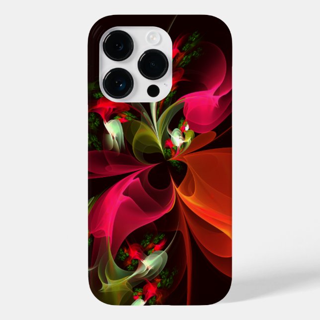 Röd Grön Blommig Modern Abstrakt Konst Mönster #02 (Baksida)