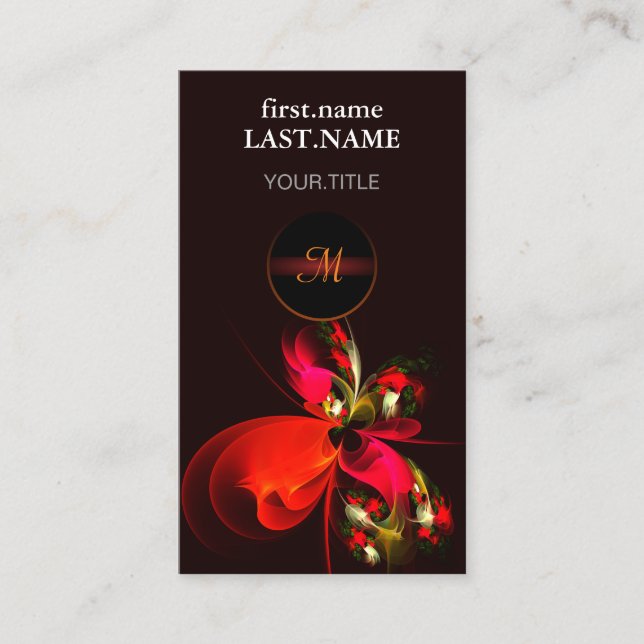 Röd Grön Blommig Modern Abstrakt Konst Mönster #02 Visitkort (Framsida)