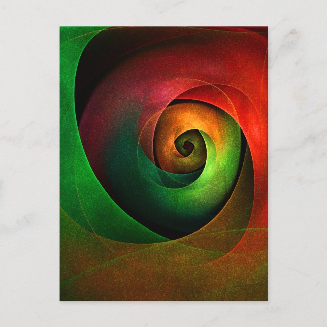 Röd Grön Blommig Modern Abstrakt Konst Mönster #21 Vykort (Framsida)