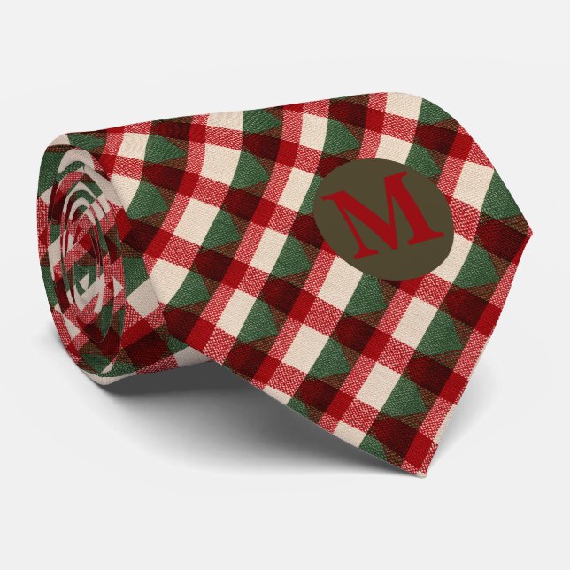Röd Grön Buffalo Plaid Julhalsduk Slips (Rullad)