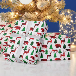 Röd Grön Buffalo Rutig Björnar Vargar Hjort Jul Presentpapper