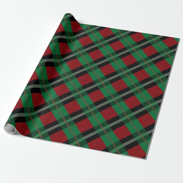 Röd Grön Buffalo Rutig Tartan Rutig Jul  Presentpapper (Utrullad)