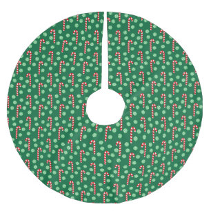 Röd Grön Candy Cane Pepparmynta Jul Julgransmatta Borstad Polyester