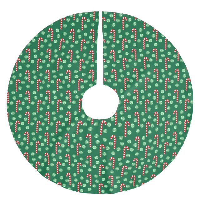 Röd Grön Candy Cane Pepparmynta Jul Julgransmatta Borstad Polyester (Framsidan)
