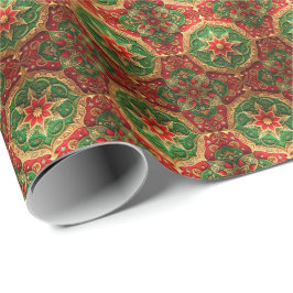 Röd Grön Dekorativ Helgpappersinslagning Presentpapper