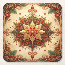 Röd Grön Dekorativ Högtids Pappersbricka Underlägg Papper Kvadrat