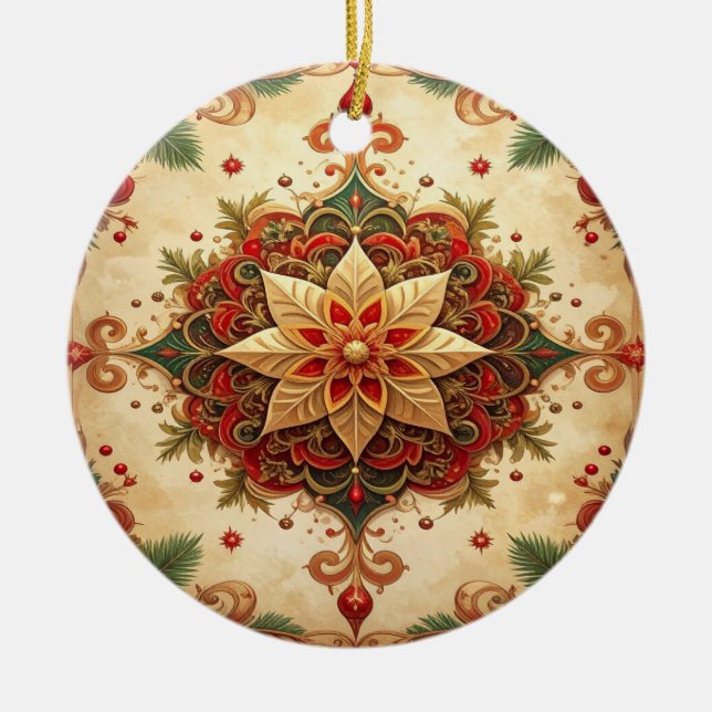 Röd Grön Dekorativ Höjdpunkt Ornament (Framsidan)