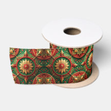 Röd Grön Dekorativ Holiday Satin Band
