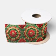 Röd Grön Dekorativ Holiday Satin Band