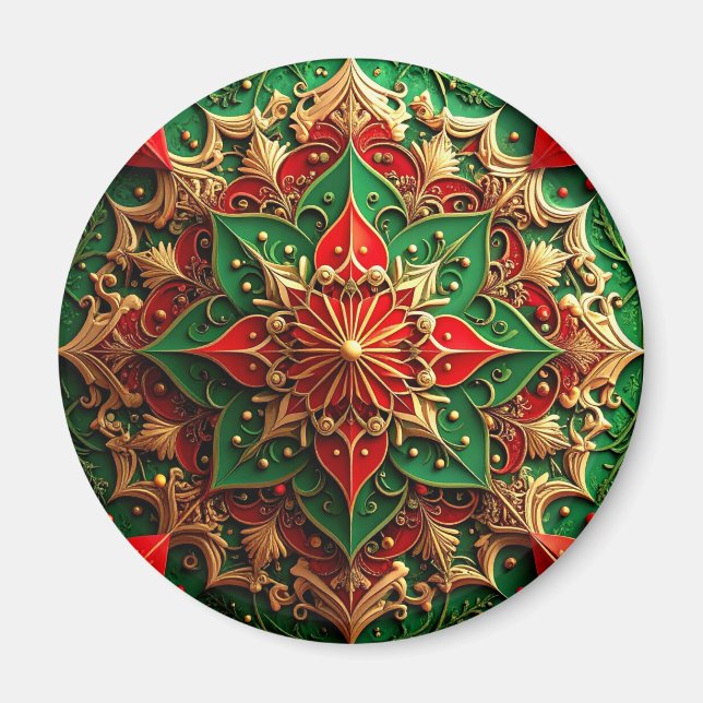 Röd Grön Dekorativ Jul Magnet (Framsidan)