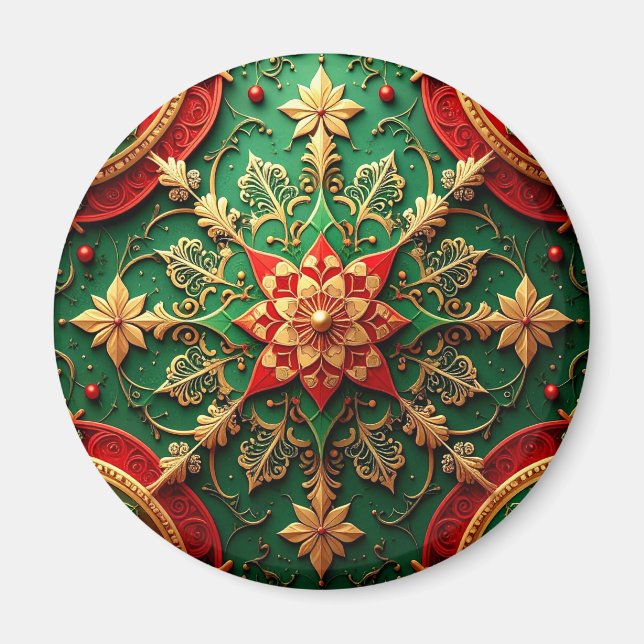 Röd Grön Dekorativ Jul Magnet (Framsidan)