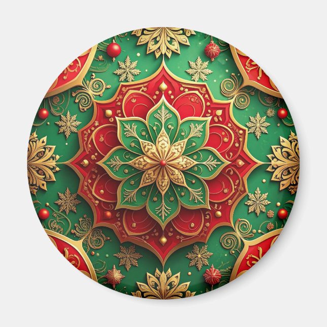 Röd Grön Dekorativ Jul Magnet (Framsidan)