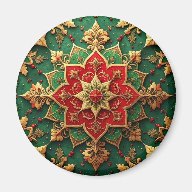 Röd Grön Dekorativ Jul Magnet (Framsidan)