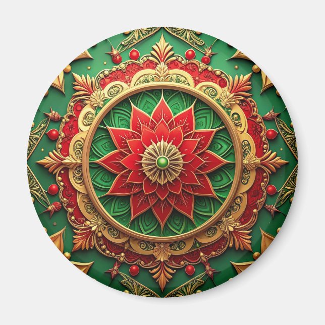 Röd Grön Dekorativ Jul Magnet (Framsidan)