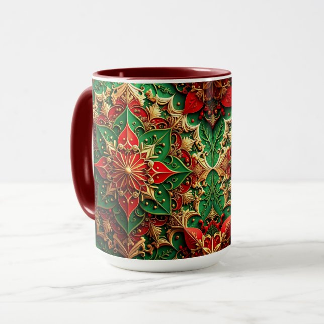 Röd Grön Dekorativ Semestermugg Mugg (Framsida vänster)