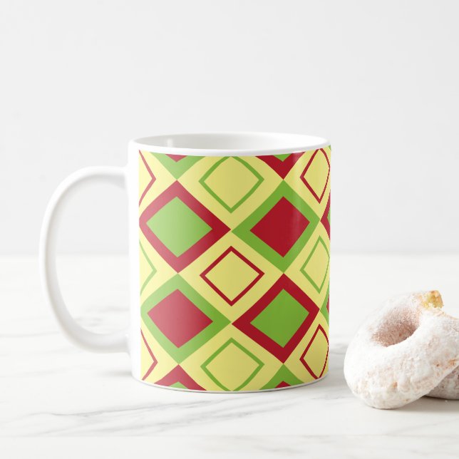 Röd Grön Diamant Geometrisk  Kaffemugg (Med munk)