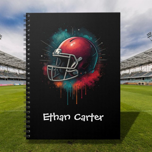Röd Grön Fotbollshjälm Skola Anteckningsbok (Red Green Football Helmet School Notebook
)