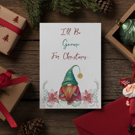 Röd Grön Gnome Julbär Poinsettia akvarell Inbjudningar