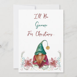 Röd Grön Gnome Julbär Poinsettia akvarell Inbjudningar