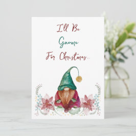 Röd Grön Gnome Julbär Poinsettia akvarell Inbjudningar