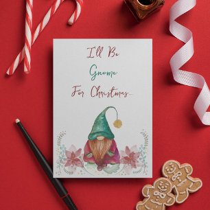 Röd Grön Gnome Julhagtorn Poinsettia akvarell Inbjudningar