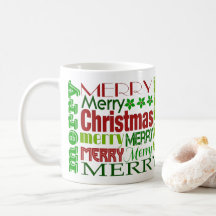 Röd & Grön God Jul Typografi Högtidlig Mugg