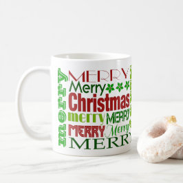 Röd & Grön God Jul Typografi Högtidlig Mugg