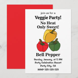 Röd Grön Gul Paprika Bell Pepper Rolig Fest Inbjudningar