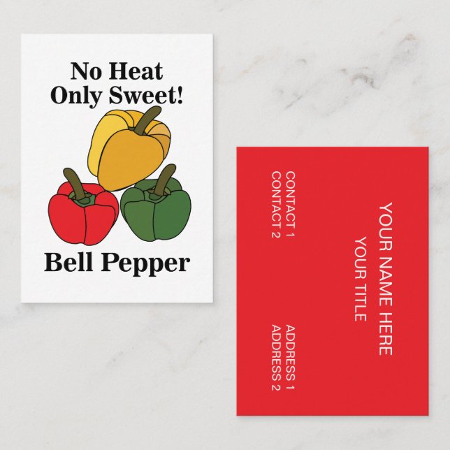 Röd Grön Gul Paprika Bell Pepper Rolig Visitkort (Fram/baksida)