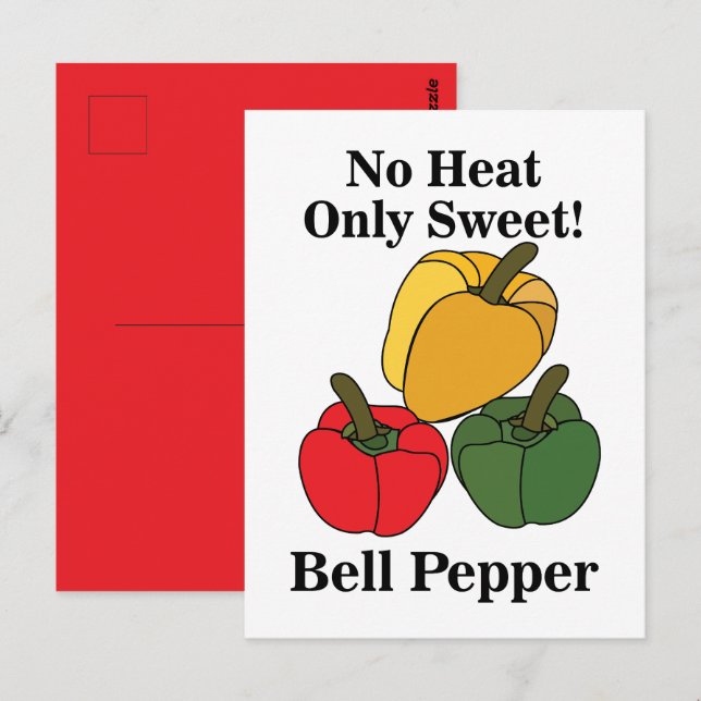 Röd Grön Gul Paprika Bell Pepper Rolig Vykort (Fram/baksida)