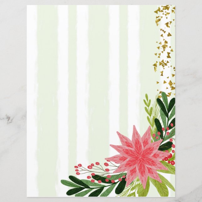 Röd Grön Guld Glitter Rosa Röd Blommig Brevpapper (Framsida)