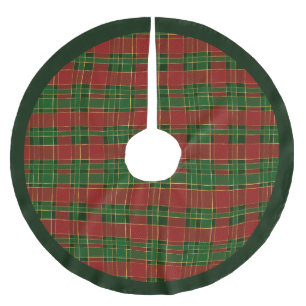 Röd Grön Guld Plaid Mönster Jul Julgransmatta Borstad Polyester