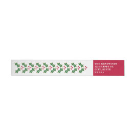Röd Grön Holly Jul Omslagsadressetikett Etikettband