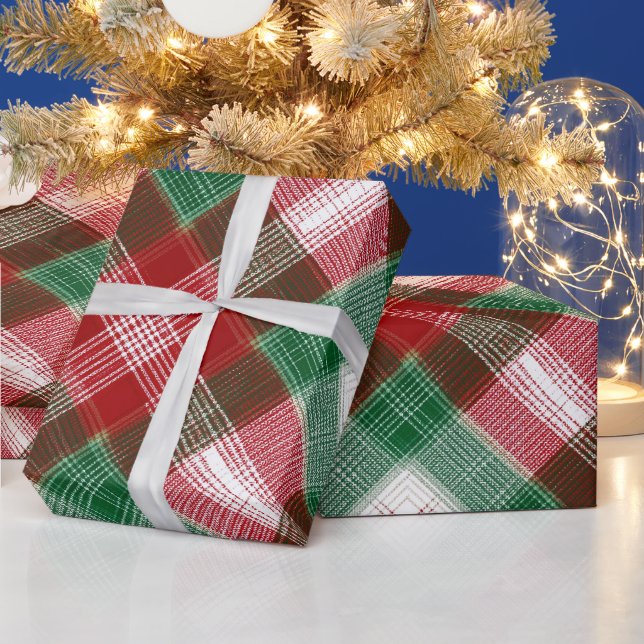 Röd Grön Jul Snö Plaid Mönster Presentpapper (Helgdagar)