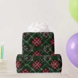 Röd Grön Jul Snö Plaid Mönster Presentpapper