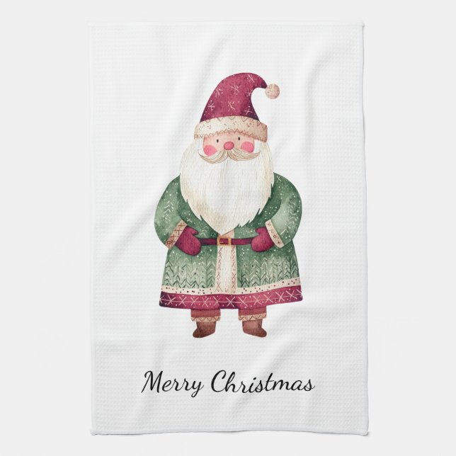 Röd Grön Jul Tomte Kökshandduk (Vertikal)
