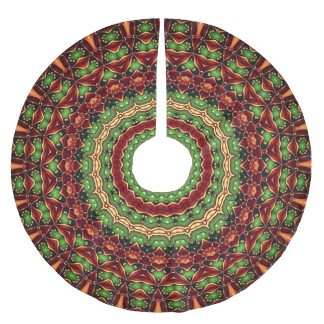 Röd Grön Julgran Skört Julgransmatta Borstad Polyester (Framsidan)