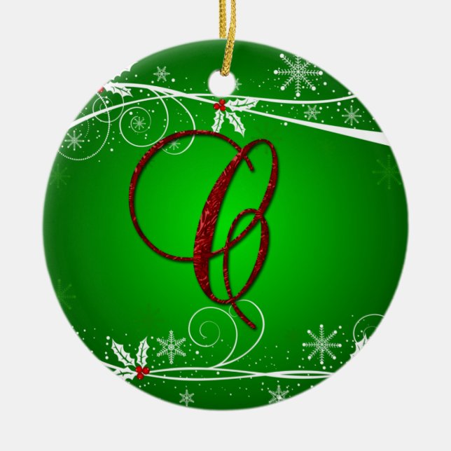 Röd Grön Jullyrka Initial C Juldekoration (Framsidan)