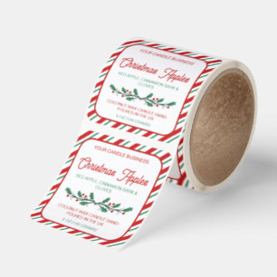 Röd Grön Julpepparrandiga Jul Fyrkantigt Klistermärke